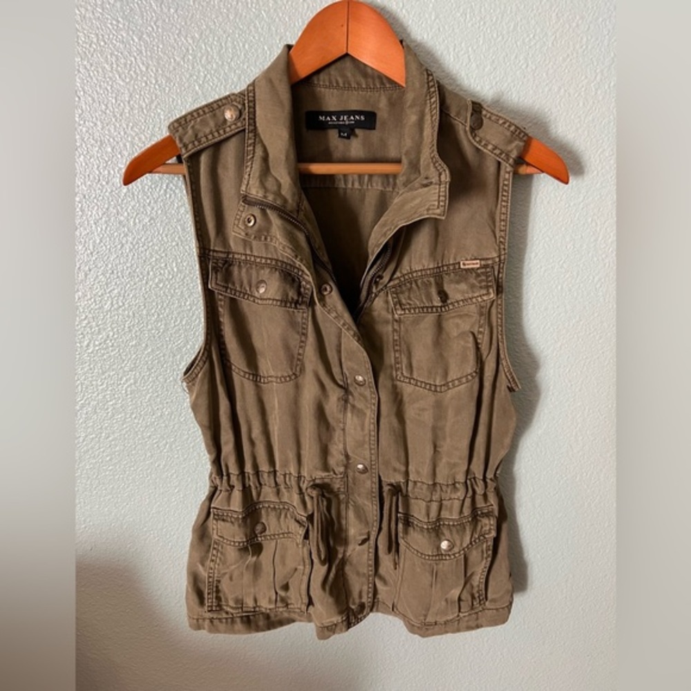 Max Jeans Green Denim Top Sleeveless Jacket